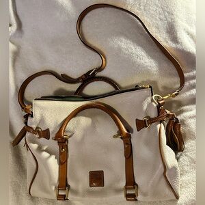 Dooney & Burke Elegant Cream and Tan Leather Handbag